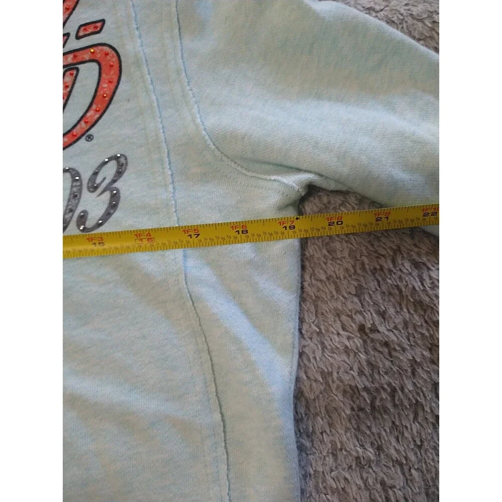 Harley-Davidson Rhinestone Hooded Jacket Blue Medium Motorcycle Y2K - Picture 11 of 15